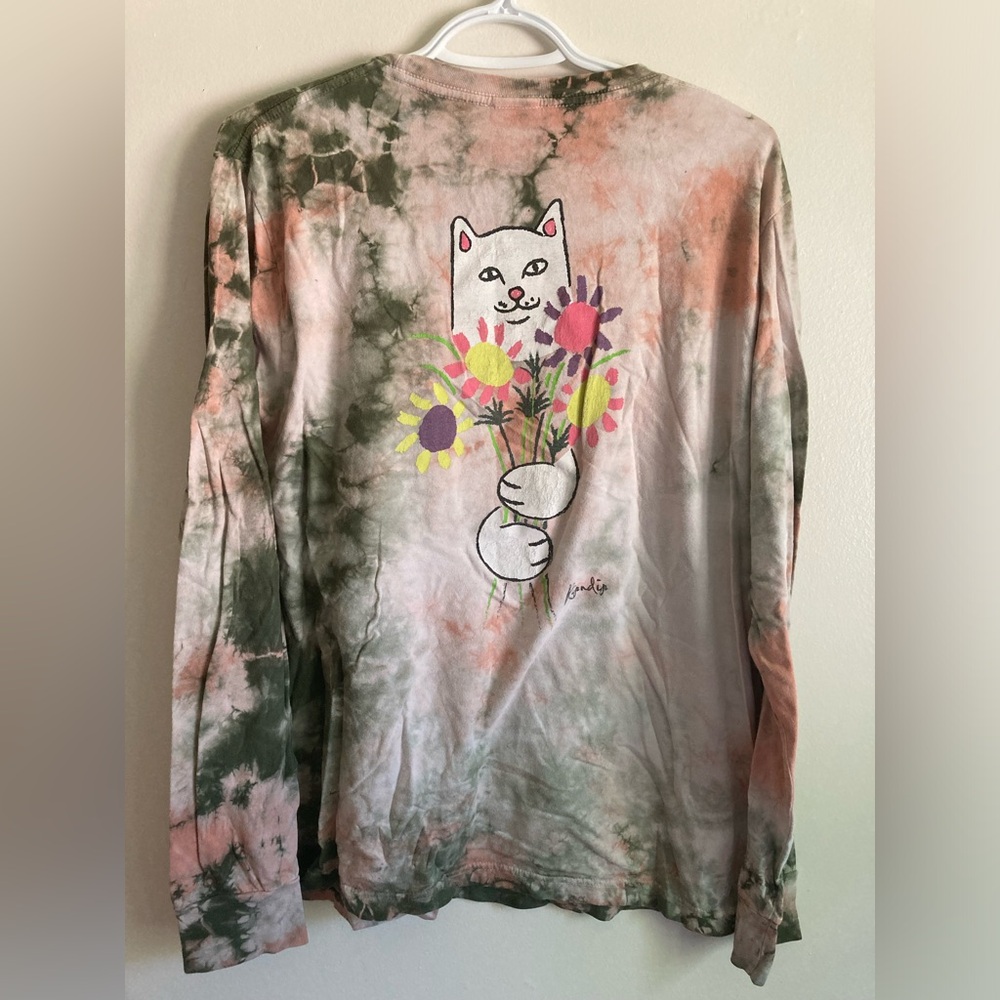 RIPNDIP Nermal Cat Flower Long Sleeve Tie Dye Shirt Men’s Medium